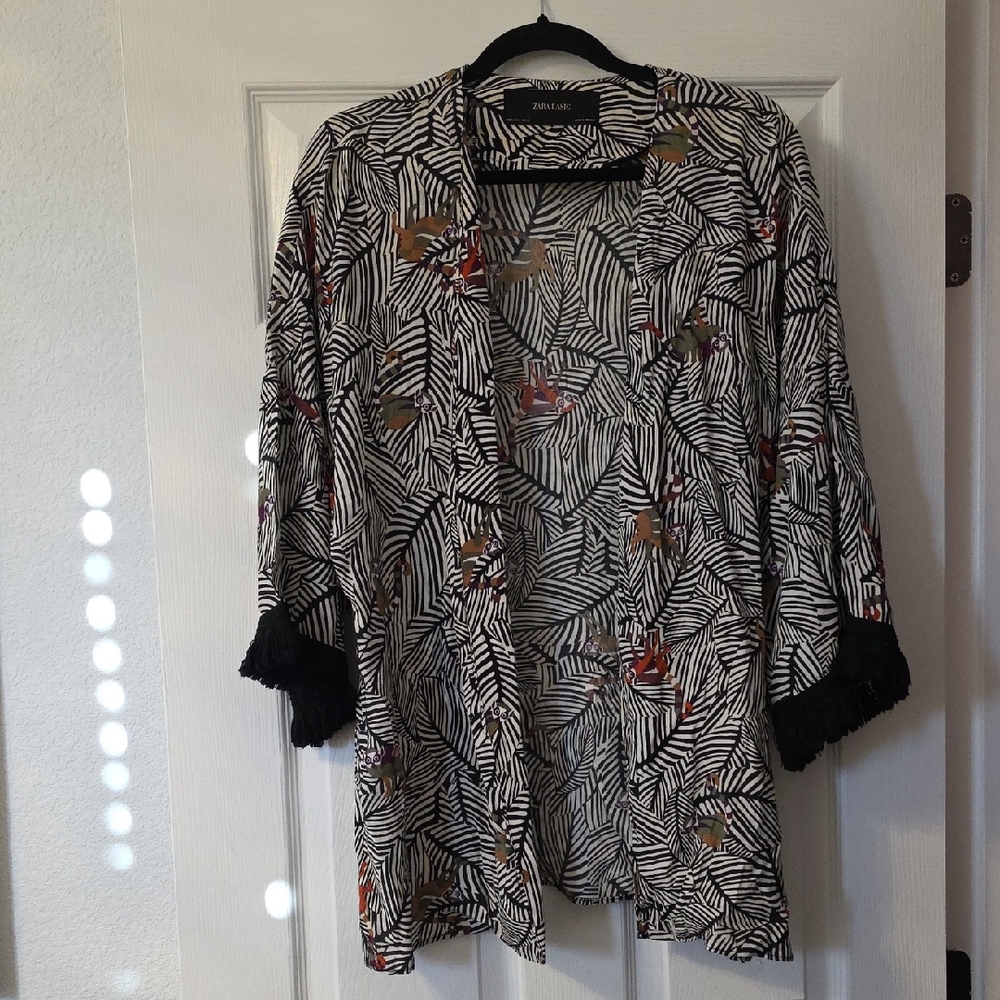 Zara Black and White Patterned Cardigan